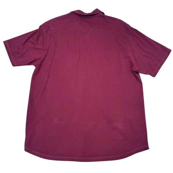 VELVET MEN BY GRAHAM & SPENCER MAROON RED SHORT SLEEVE COTTON BUTTON UP SHIRT - Picture 3 of 8